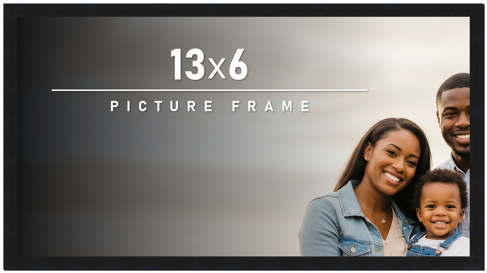 13x6 Frame Black Picture Frame Complete Modern Photo Frame UV Acrylic, Acid Free main product image