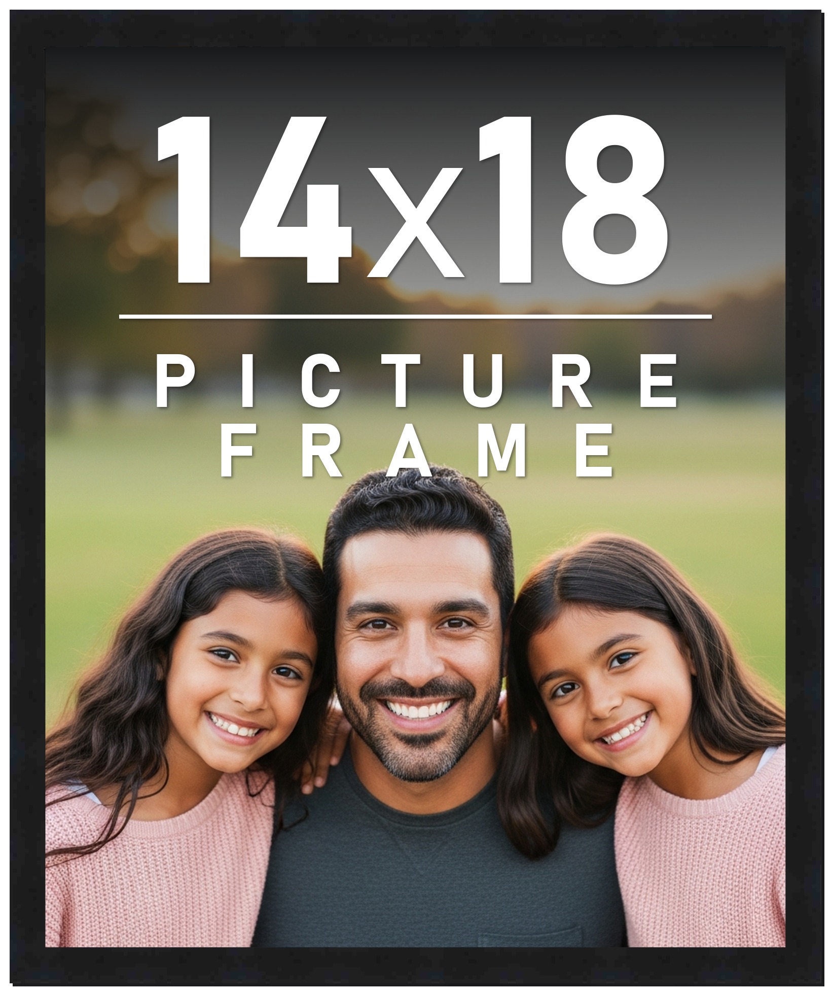 14x18 Frame Black Picture Frame Modern Photo Frame UV Acrylic, Acid Free Backer main product image