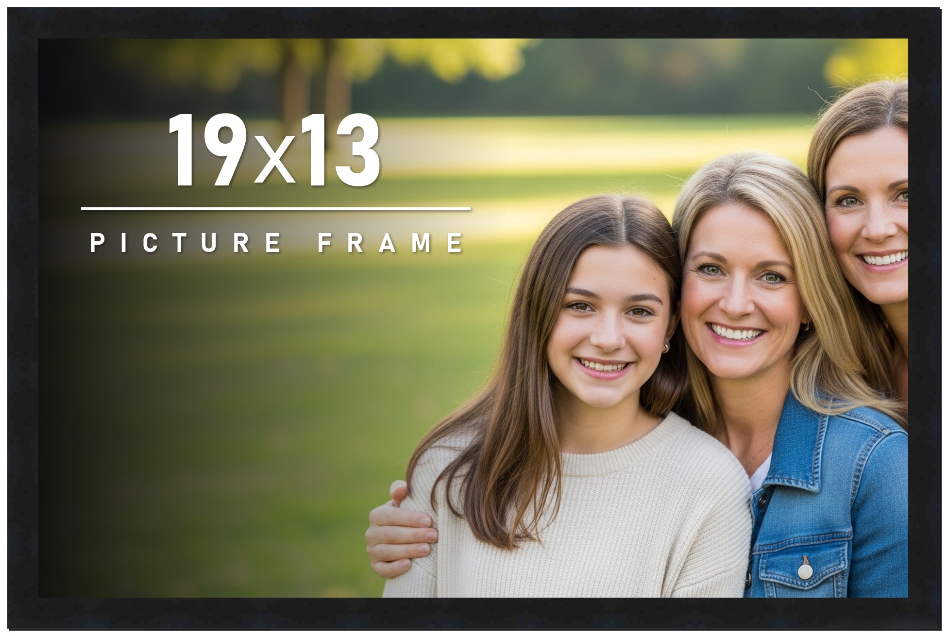 19x13 Frame Black Picture Frame Modern Photo Frame UV Acrylic, Acid Free Backer main product image