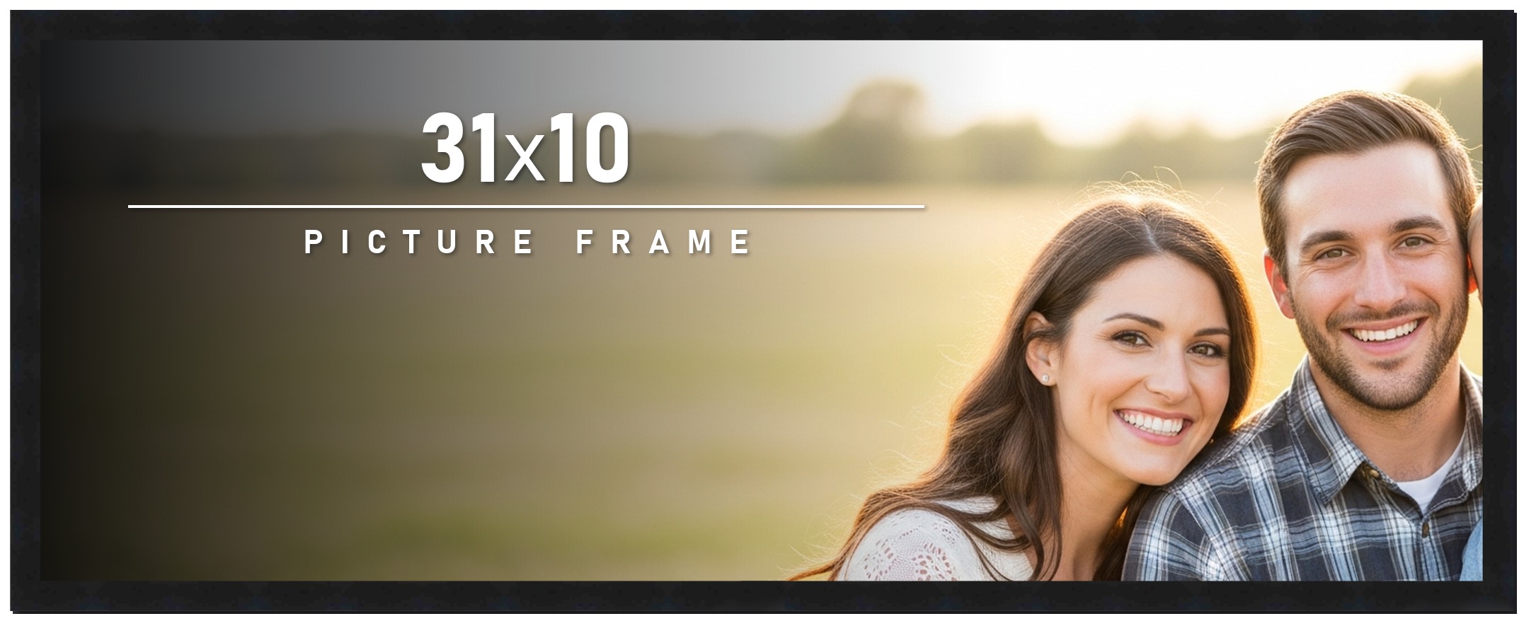 31x10 Frame Black Picture Frame Modern Photo Frame UV Acrylic, Acid Free Backer main product image
