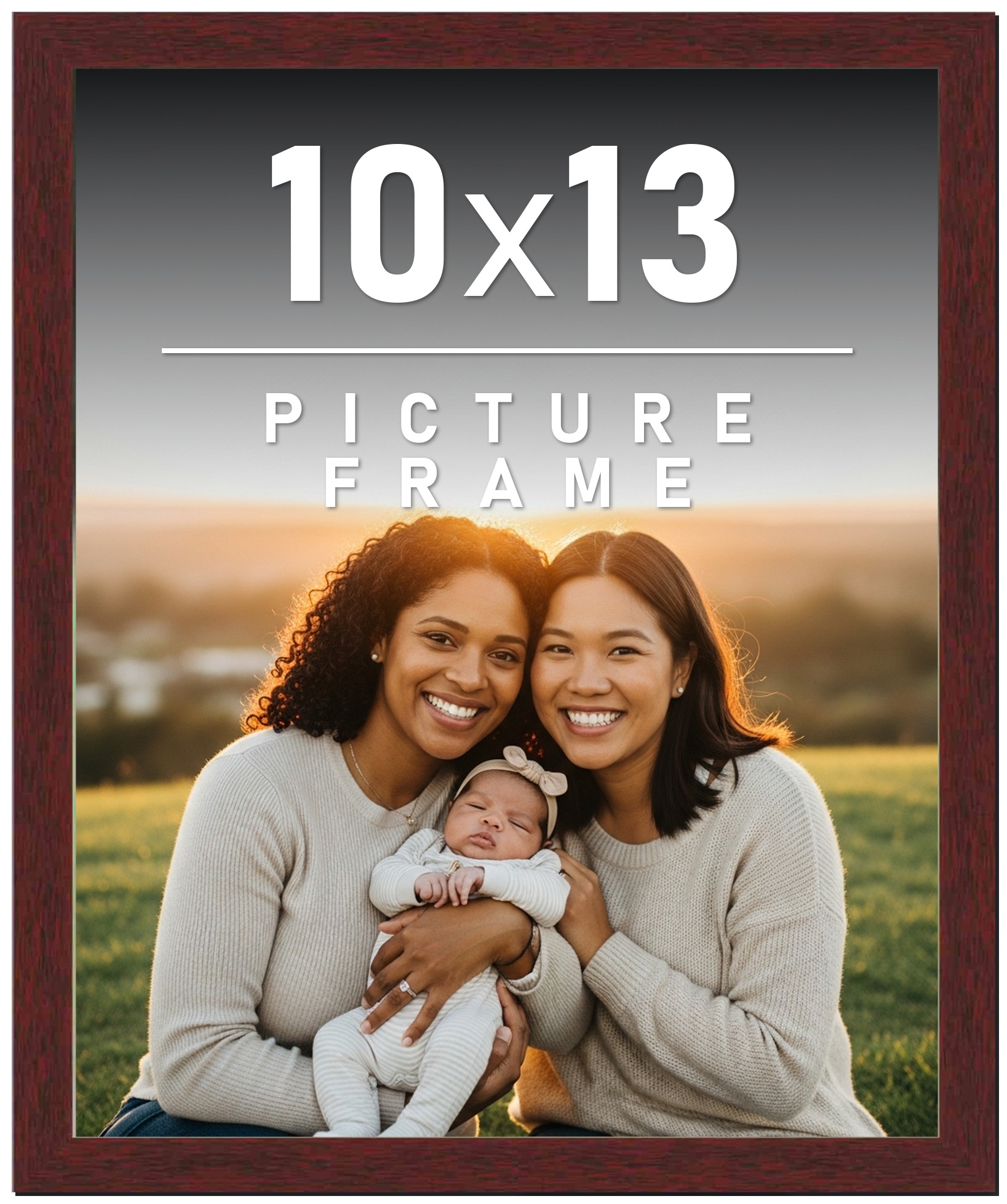 10x13 Frame Brown Picture Frame Modern Photo Frame UV Acrylic, Acid Free Backer main product image